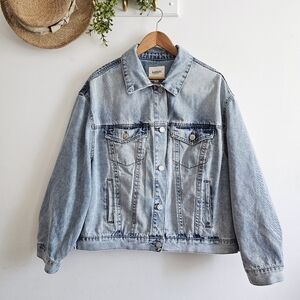 Kensie Jeans Vintage Luxe Denim Jacket Women 1X Light Wash Cropped Trucker Jean